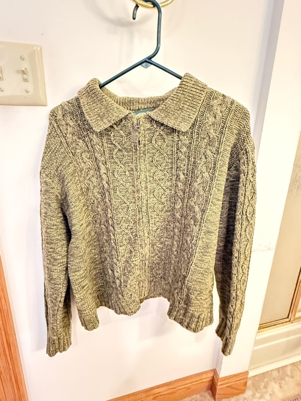 Cabelas Cable-Knit Zip-Front Women's Sweater - Olive Green